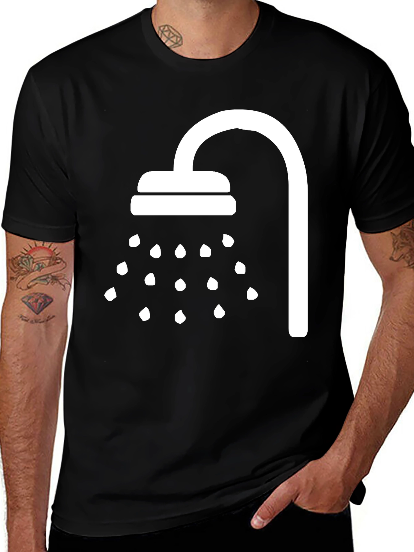 Shower Graphic T-Shirt - Black Cotton Tee