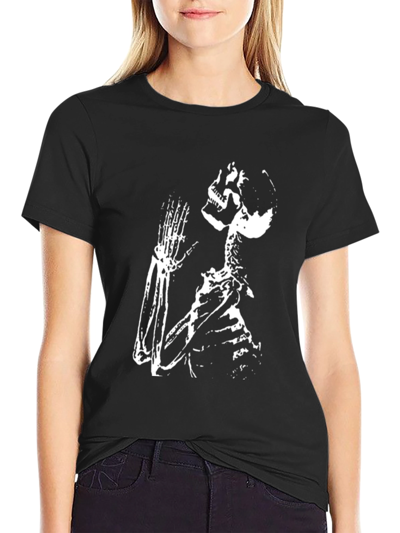 Skeleton Praying Black T-Shirt