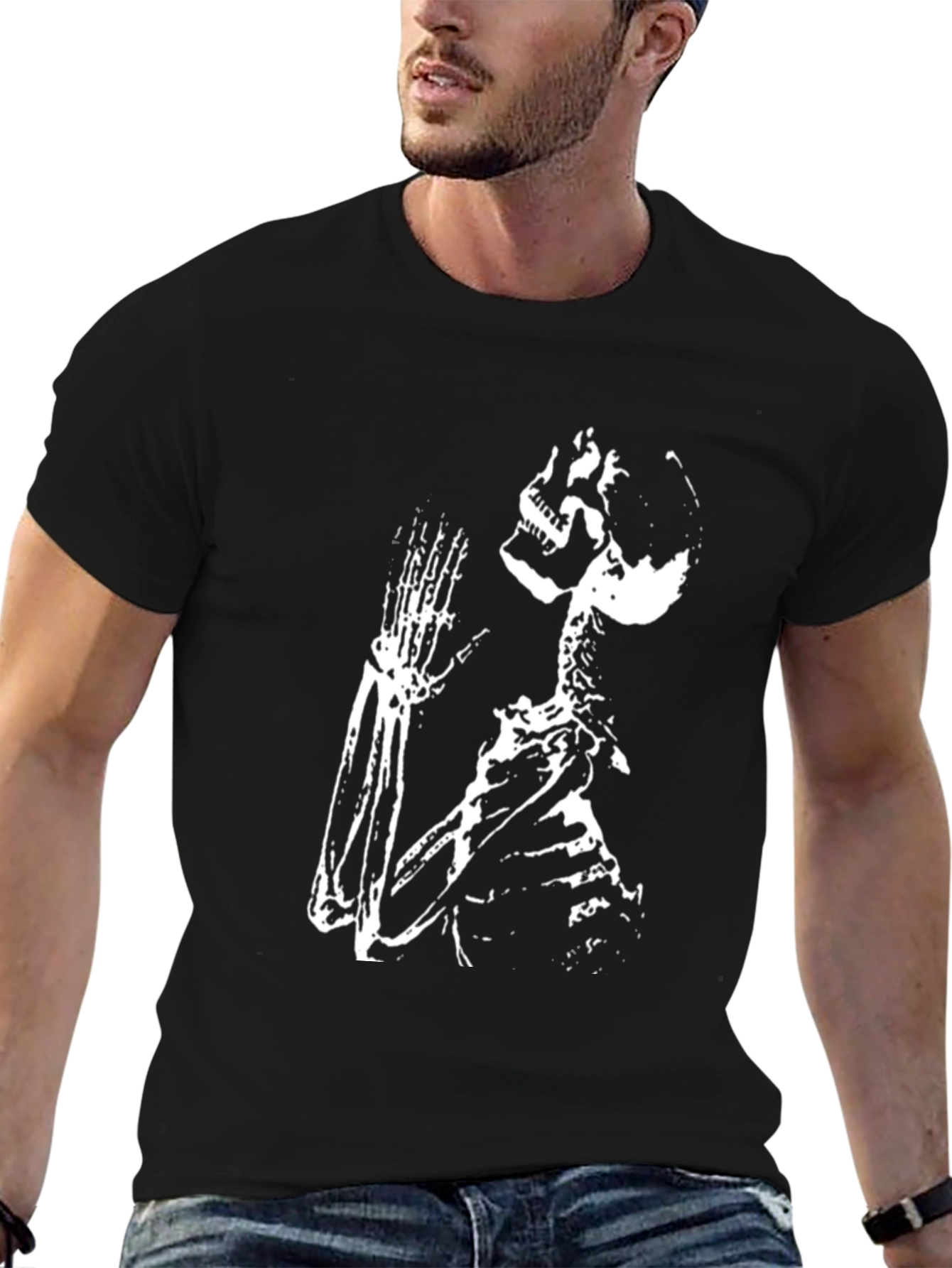 Skeleton Praying Black T-Shirt