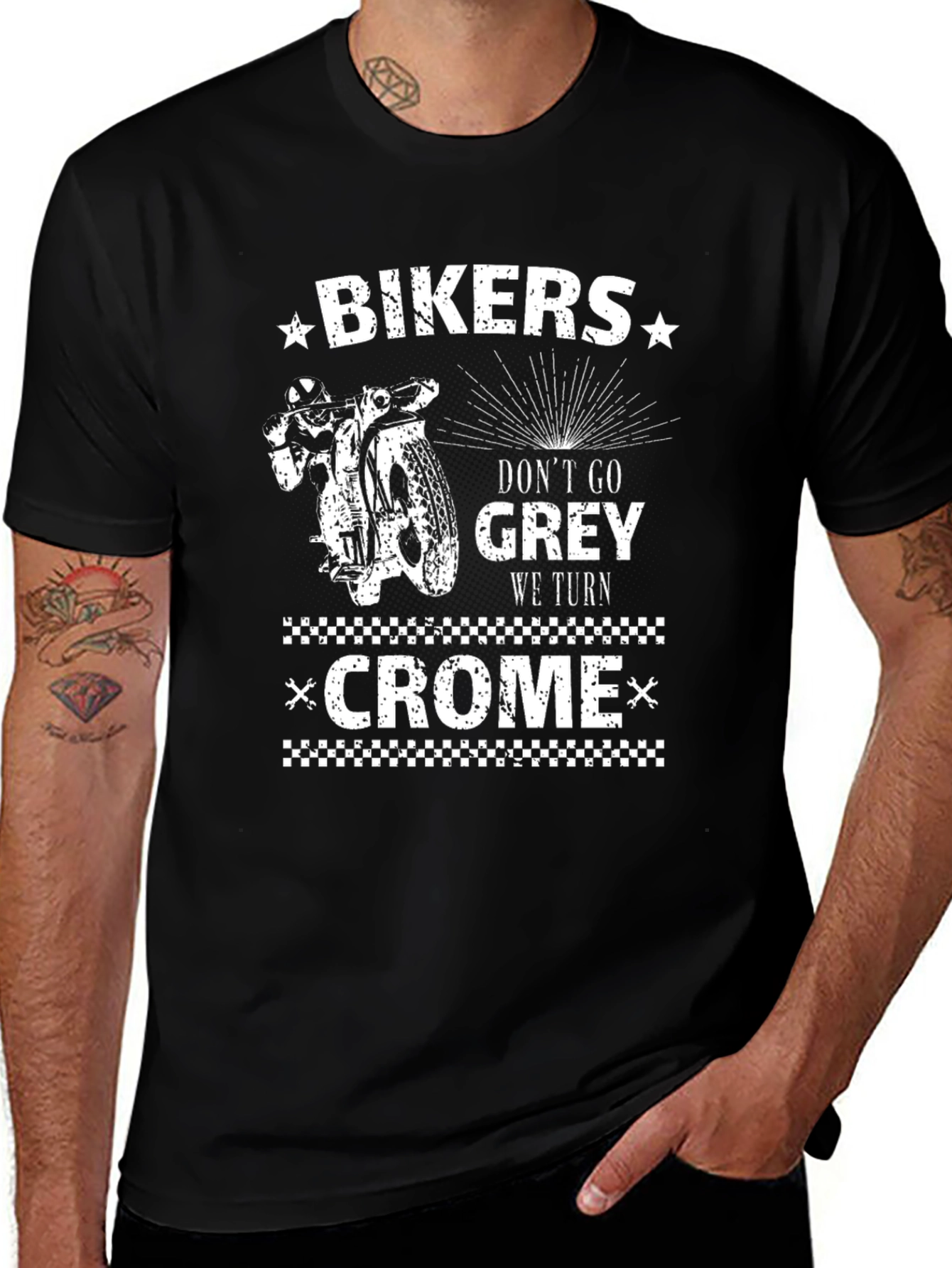 Biker Chrome Graphic Tee - Dont Go Gray!