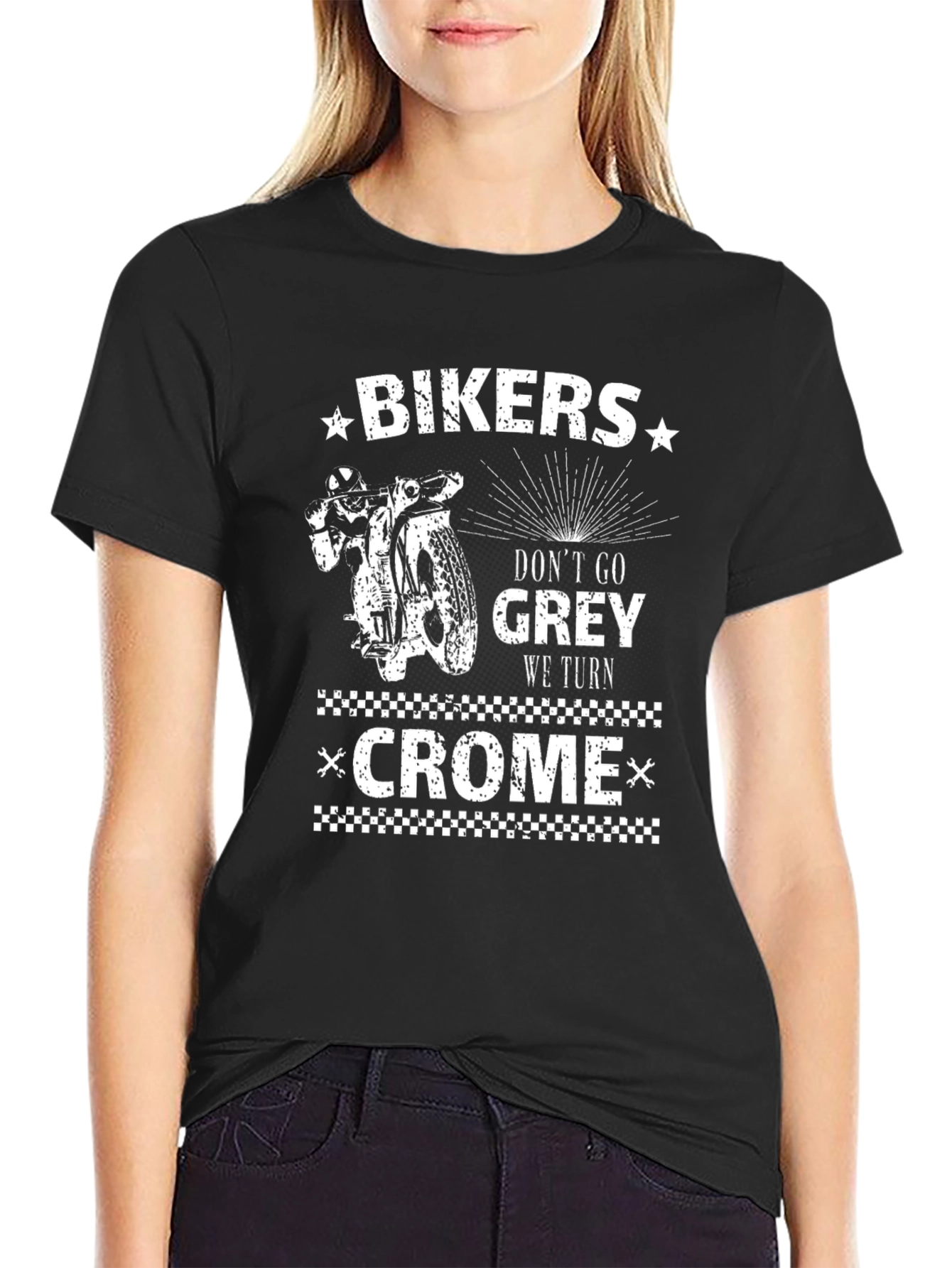 Biker Chrome Graphic Tee - Dont Go Gray!
