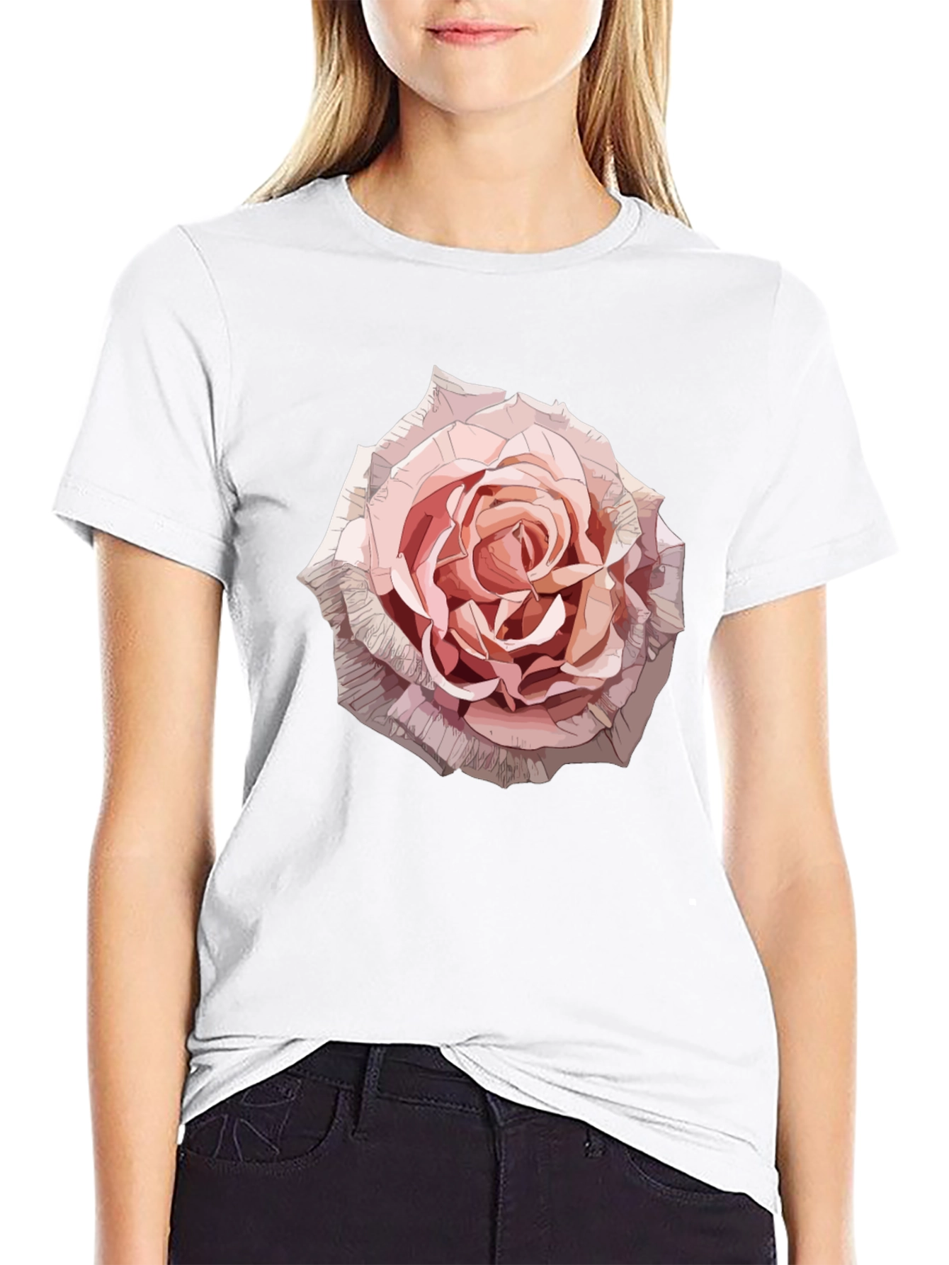 Rose Graphic Tee - Stylish Floral Print