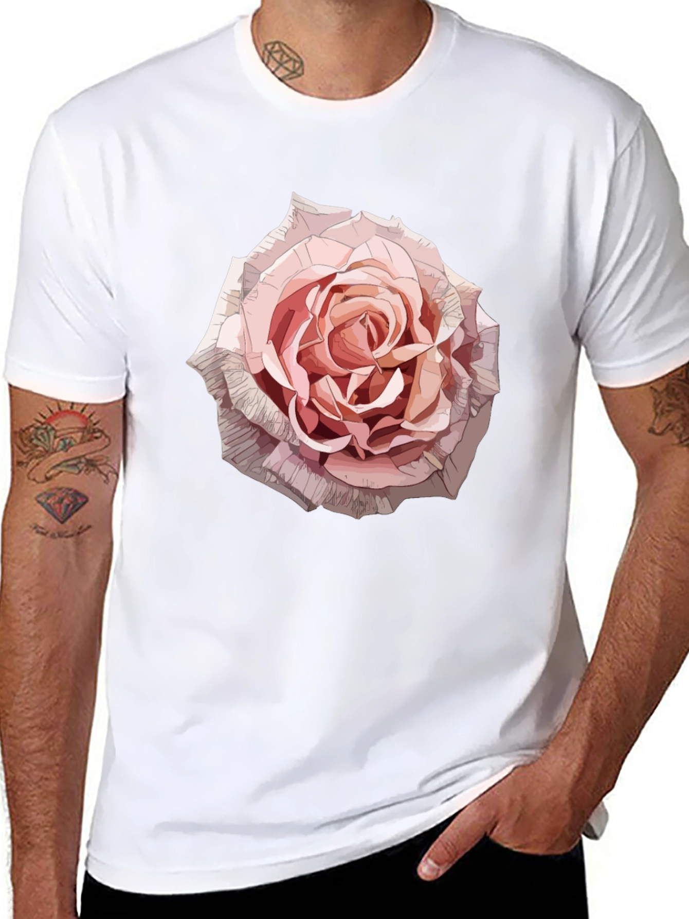 Rose Graphic Tee - Stylish Floral Print