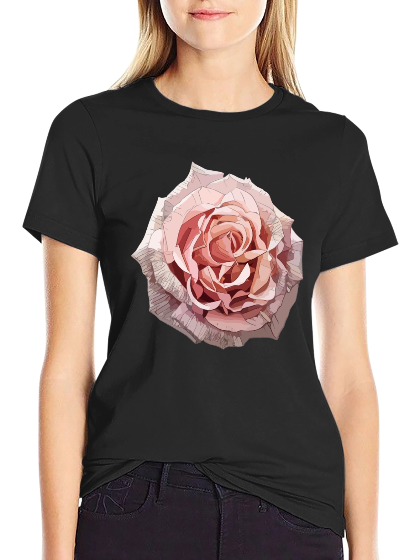 Rose Graphic Tee - Stylish Floral Print