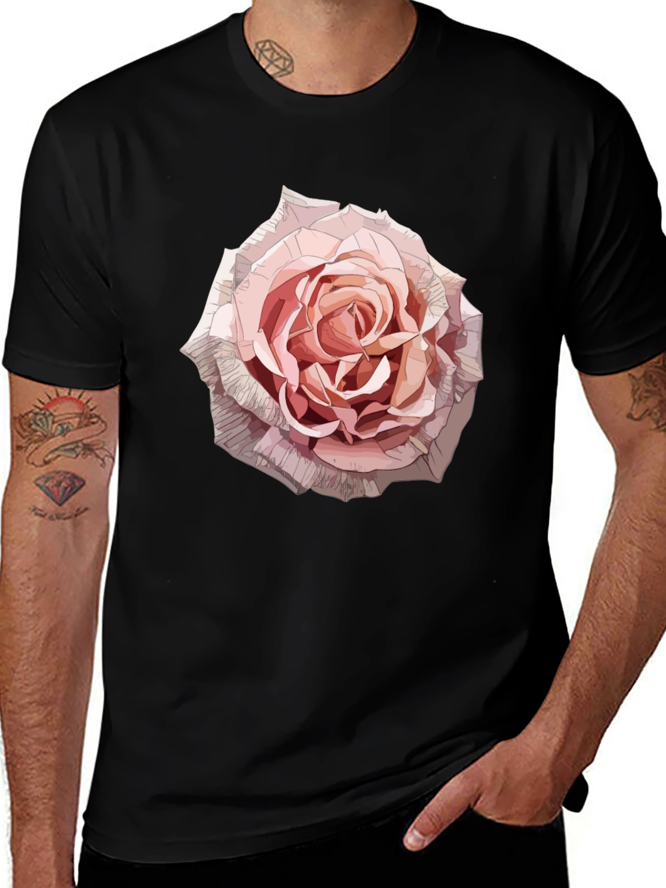 Rose Graphic Tee - Stylish Floral Print