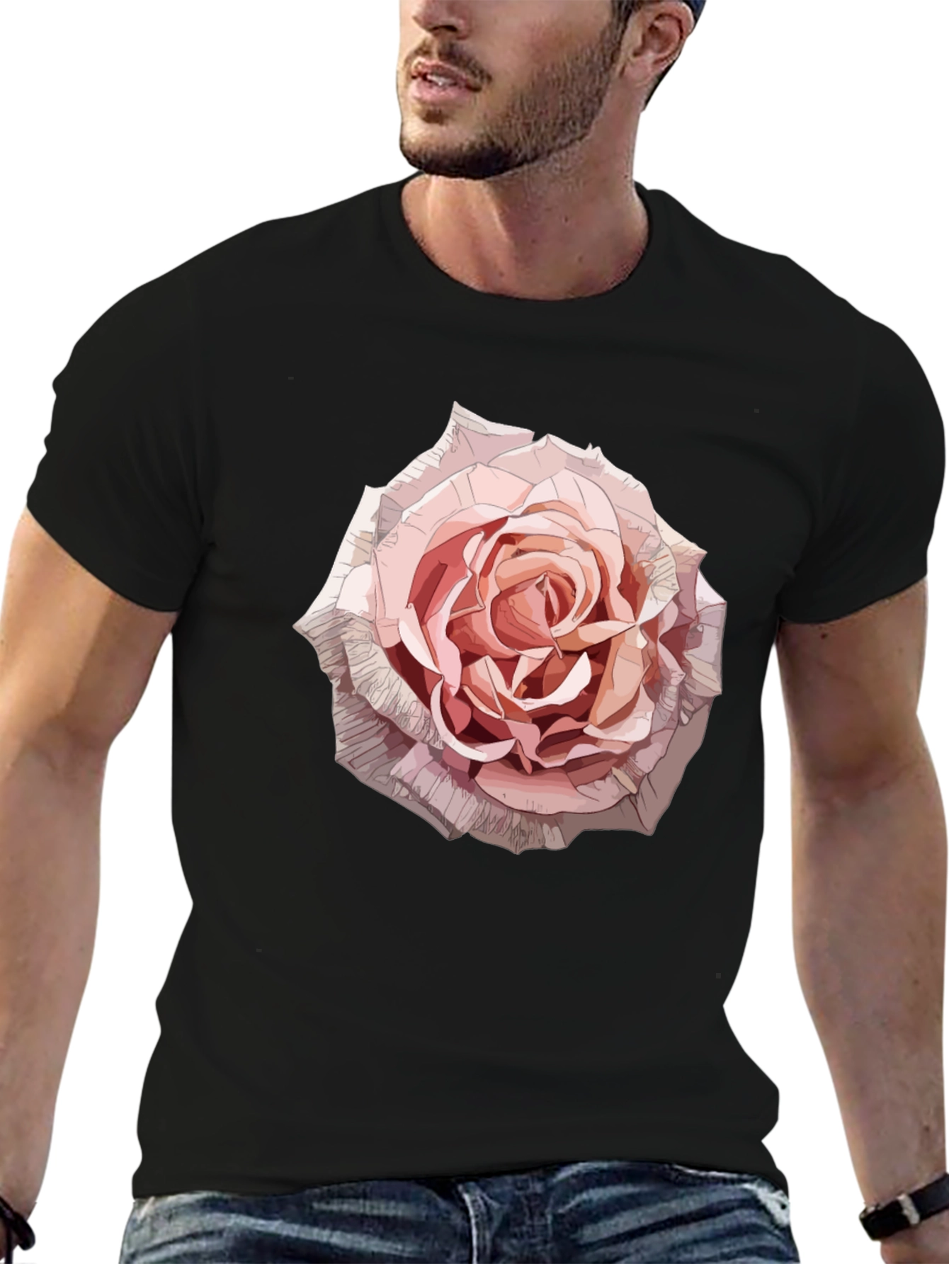 Rose Graphic Tee - Stylish Floral Print