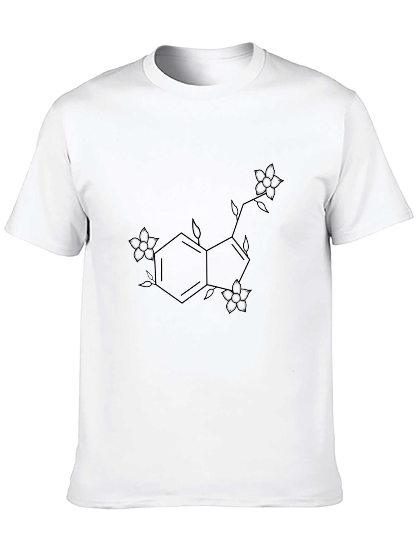 Floral Serotonin Molecule Black T-Shirt