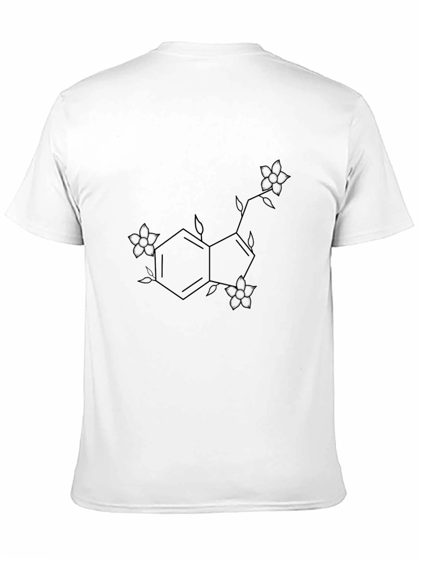 Floral Serotonin Molecule Black T-Shirt