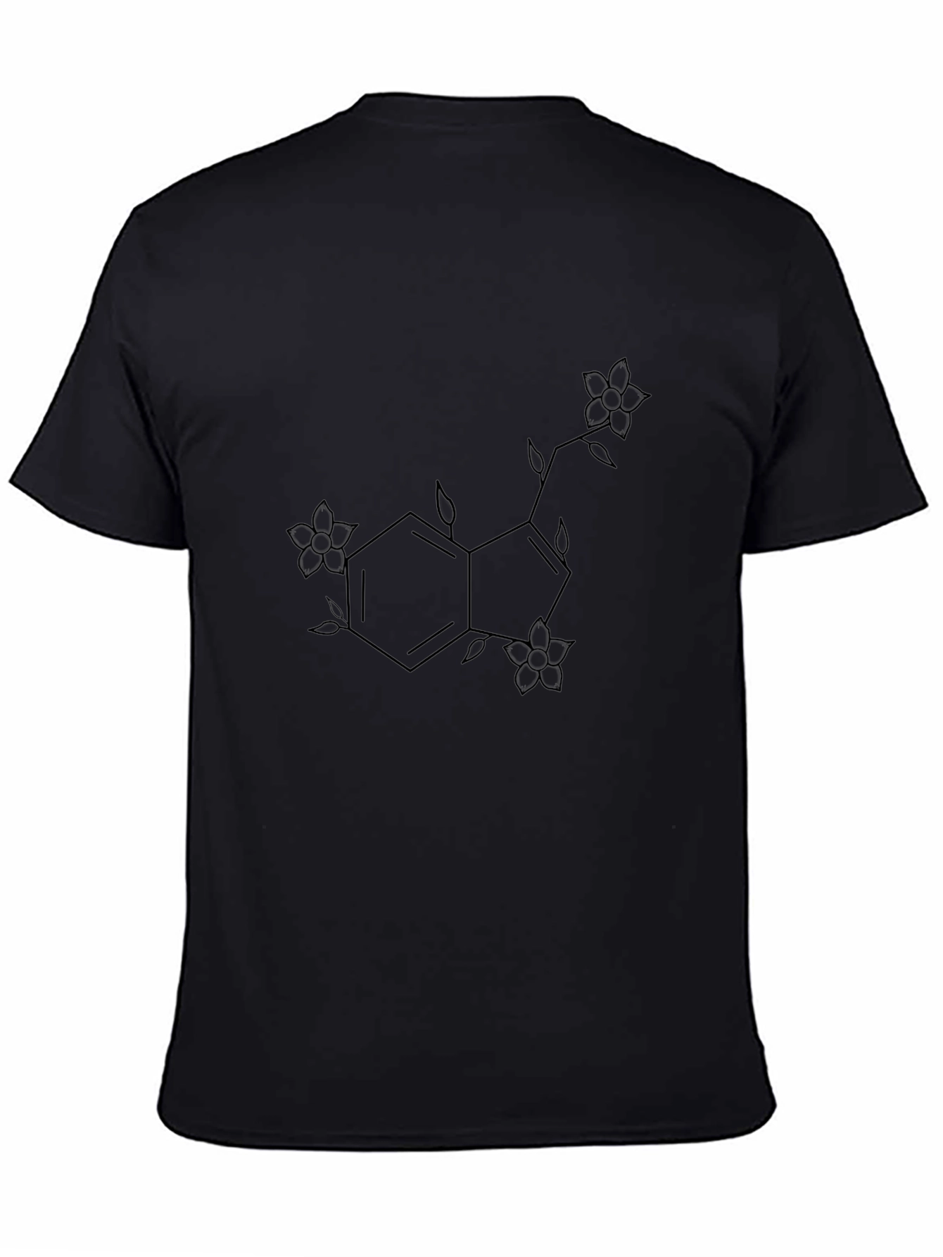Floral Serotonin Molecule Black T-Shirt