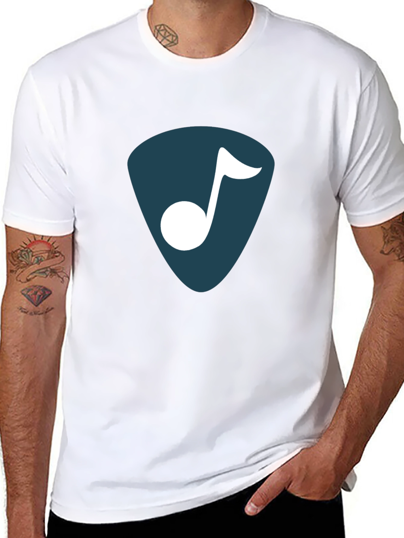 Stylish Music Note Graphic T-Shirt - Black