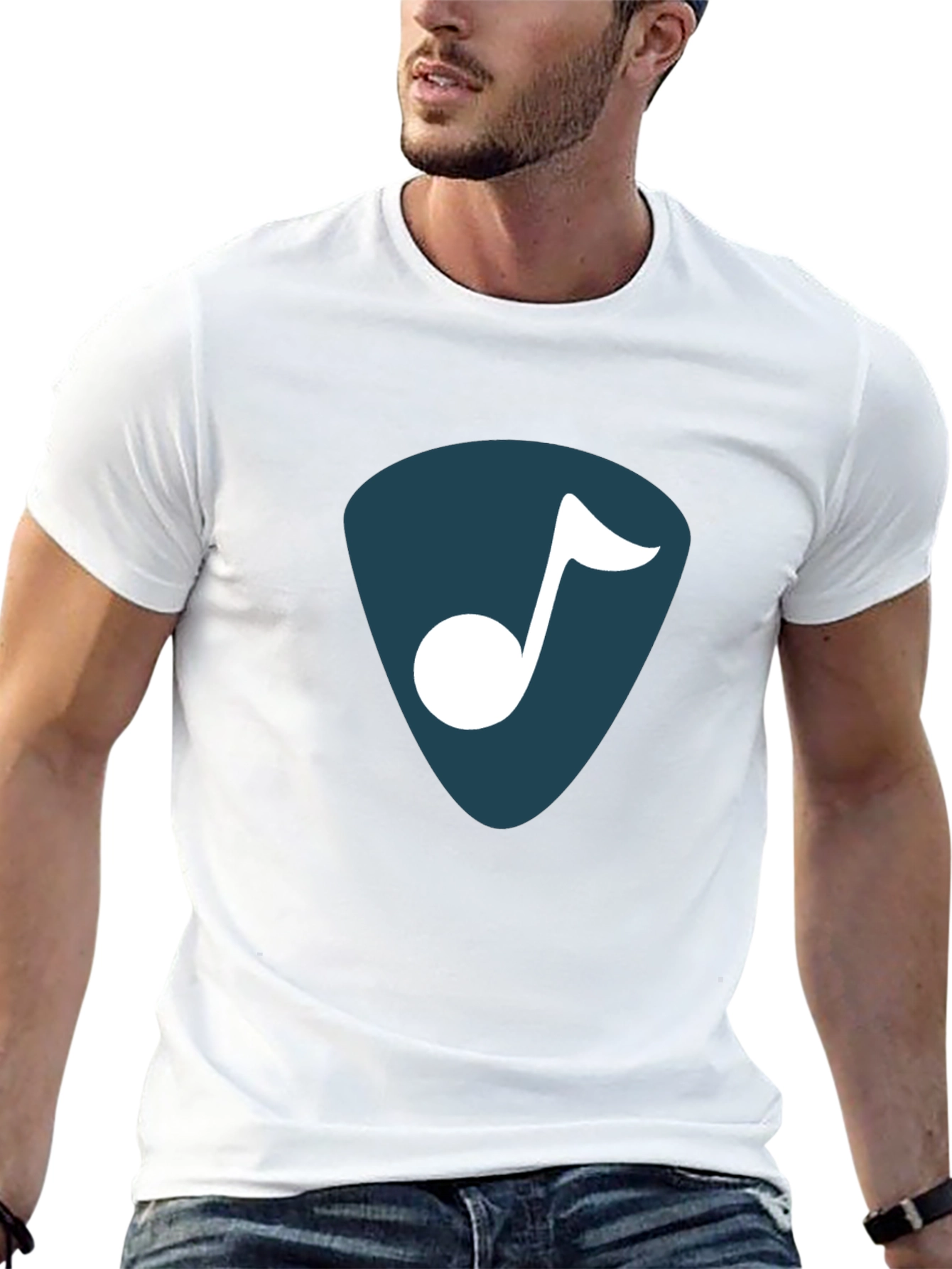 Stylish Music Note Graphic T-Shirt - Black