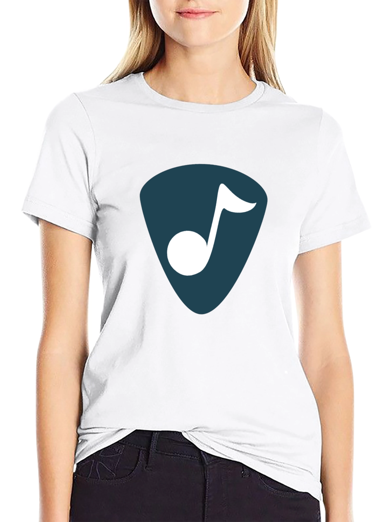 Stylish Music Note Graphic T-Shirt - Black