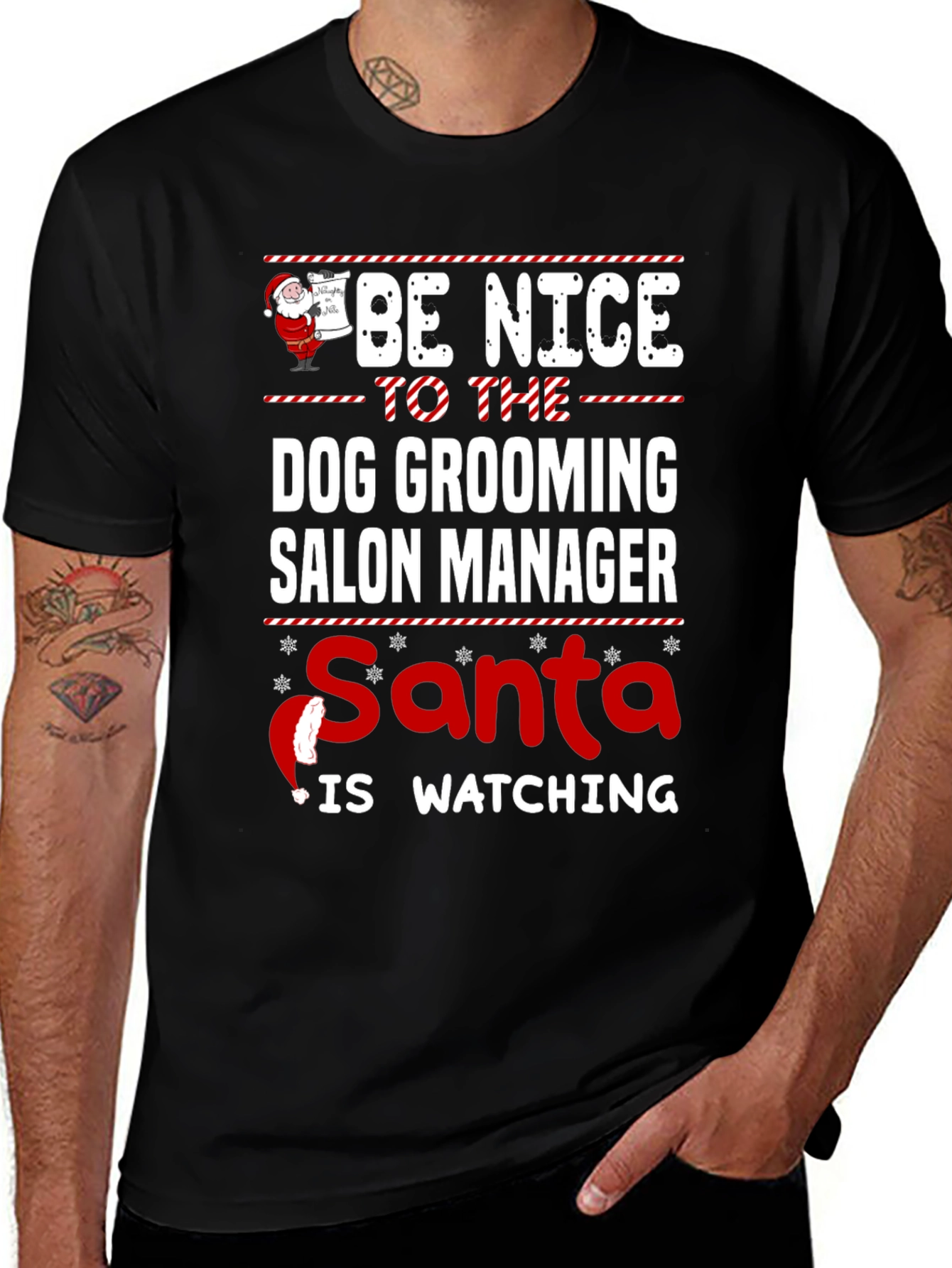 Funny Christmas Dog Grooming Salon Manager T-Shirt