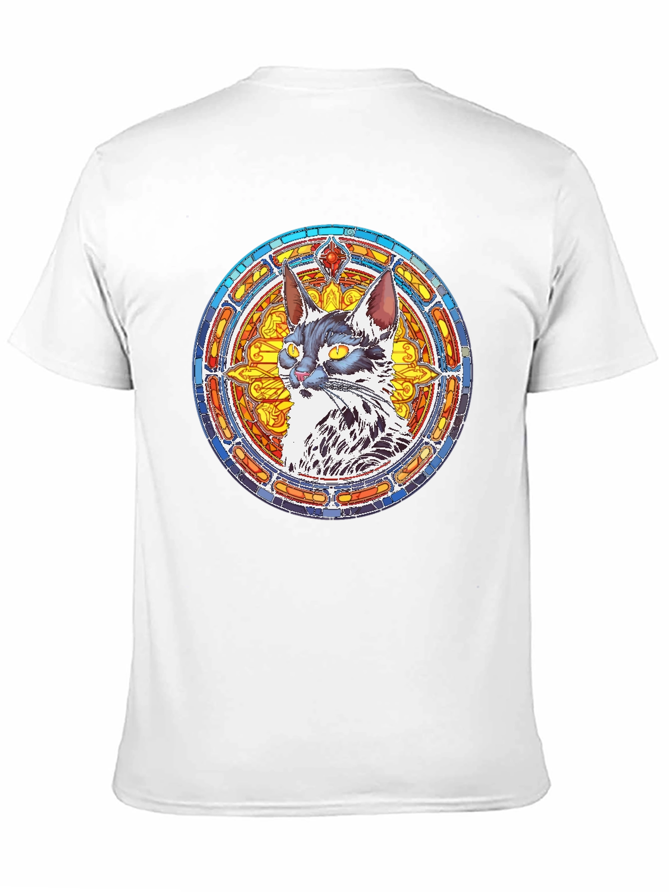 Stained Glass Cat Graphic Tee - Black