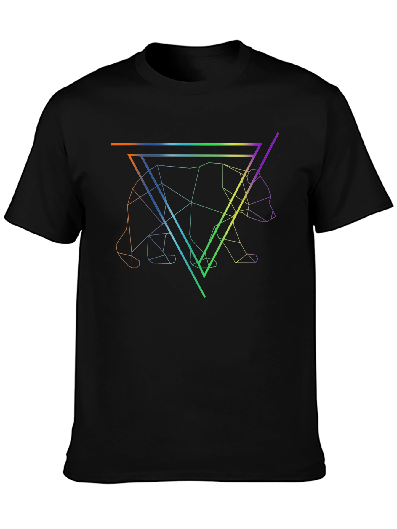 Geometric Bear Graphic Tee - Stylish Black Shirt