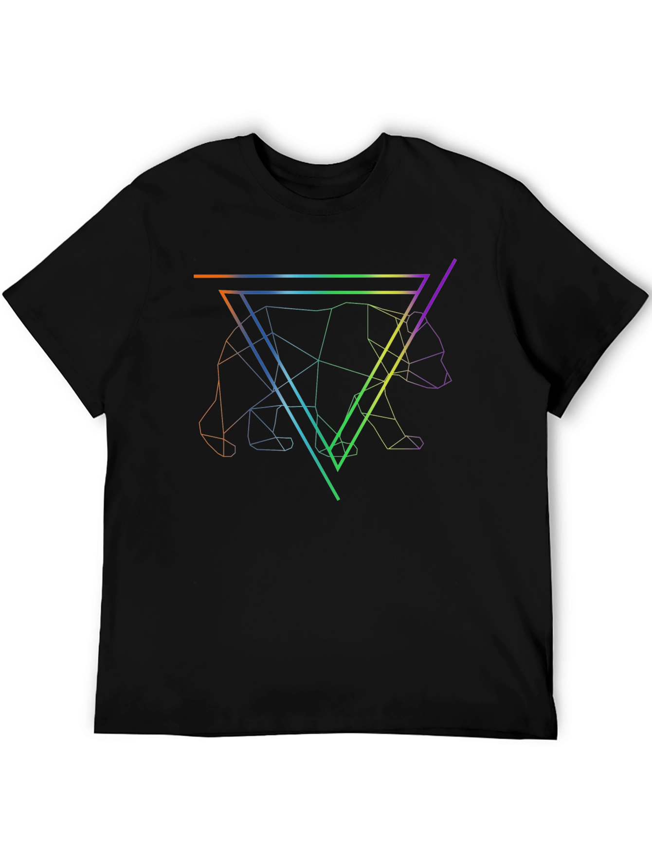 Geometric Bear Graphic Tee - Stylish Black Shirt