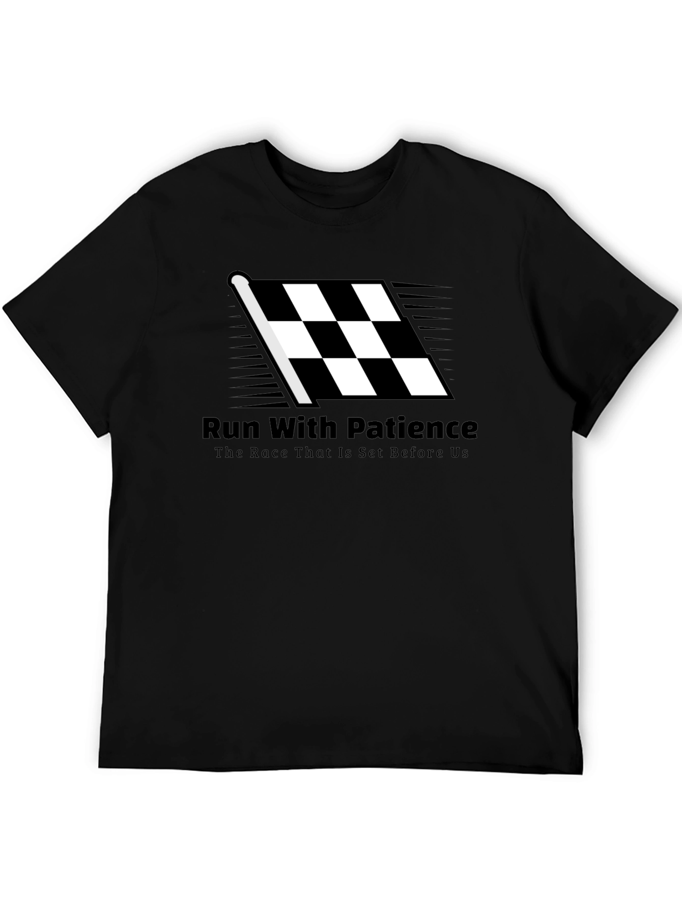 Run With Patience T-Shirt - Black Christian Tee