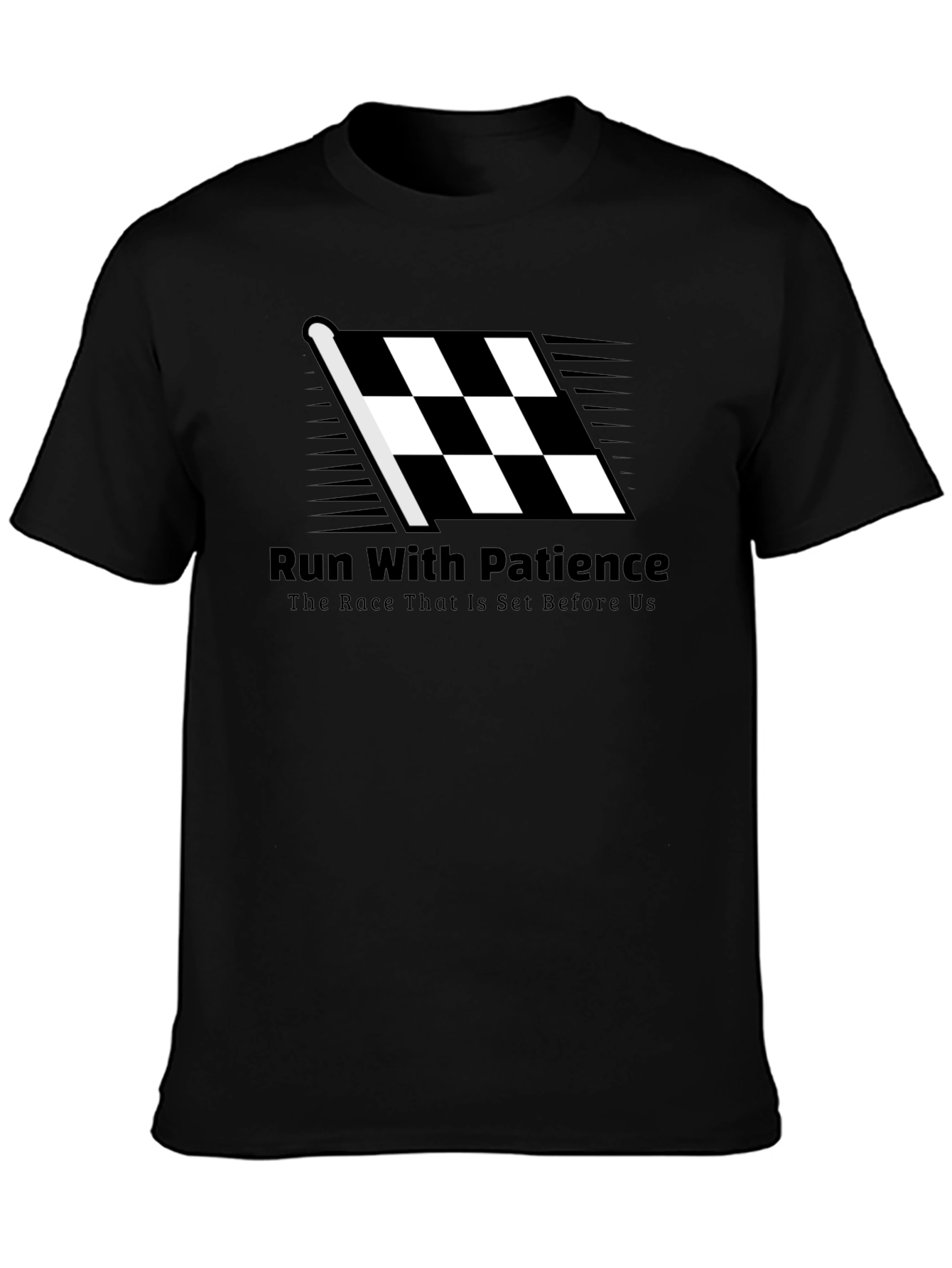 Run With Patience T-Shirt - Black Christian Tee