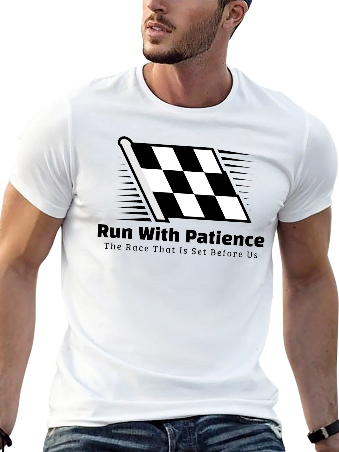 Run With Patience T-Shirt - Black Christian Tee