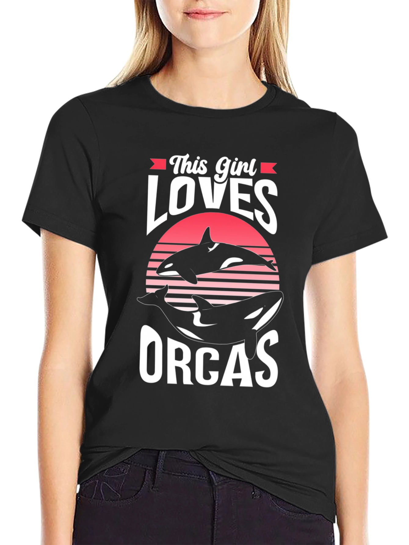 This Girl Loves Orcas T-Shirt - Black Unisex