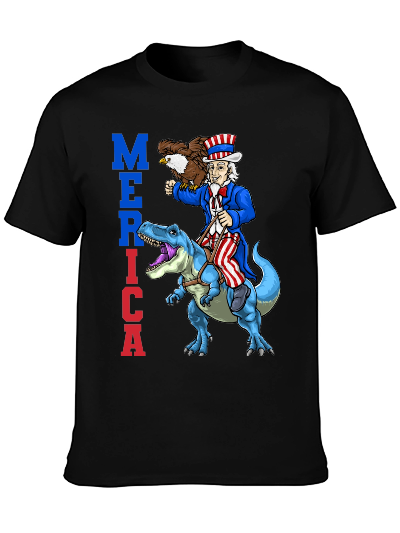 Uncle Sam Riding Dinosaur T-Shirt