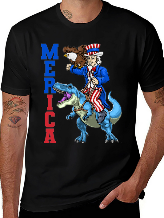 Uncle Sam Riding Dinosaur T-Shirt