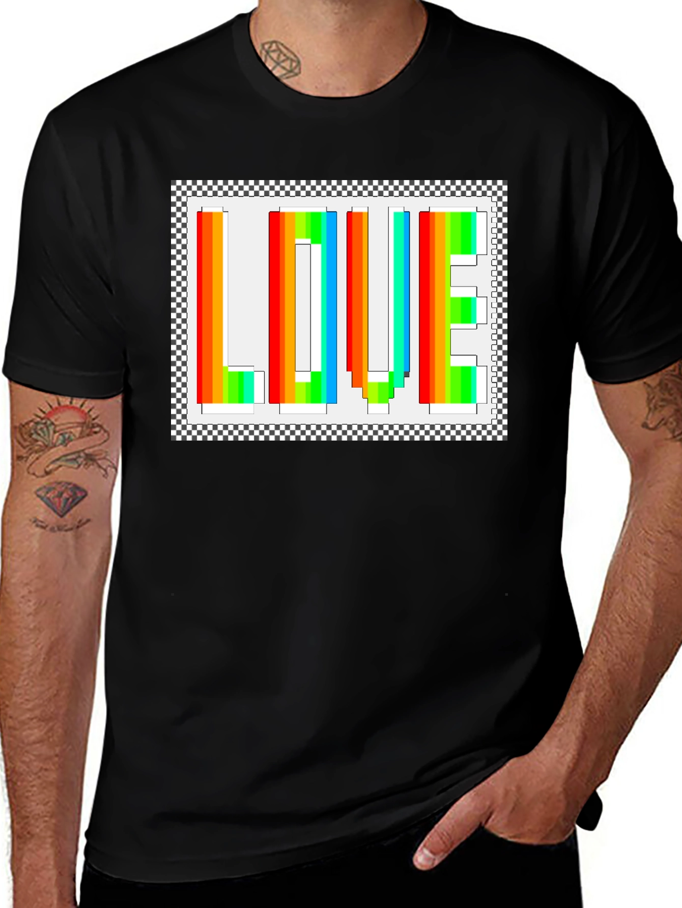 Rainbow LOVE Graphic Tee - Black