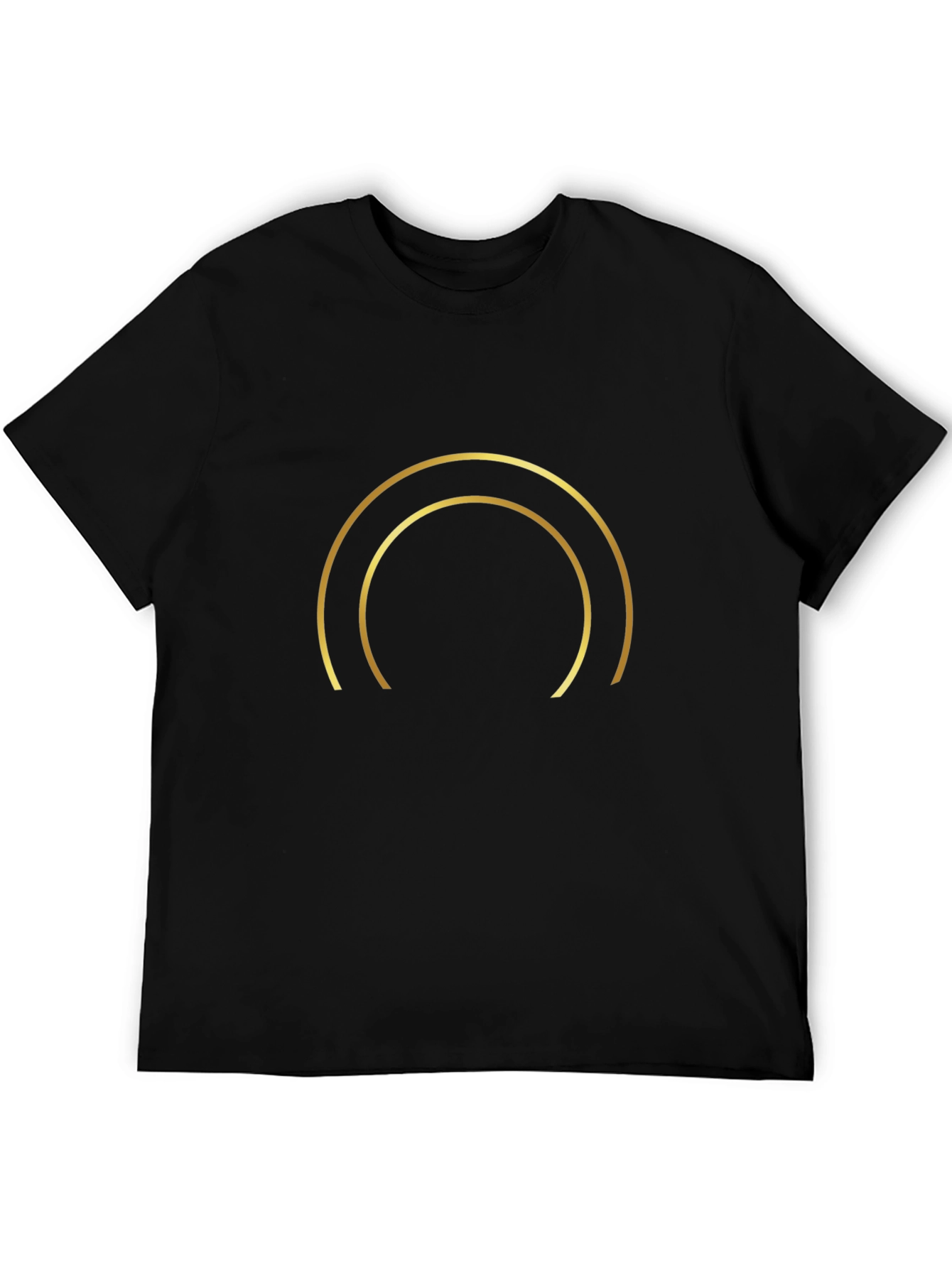 Minimalist Golden Arc Graphic Black T-Shirt