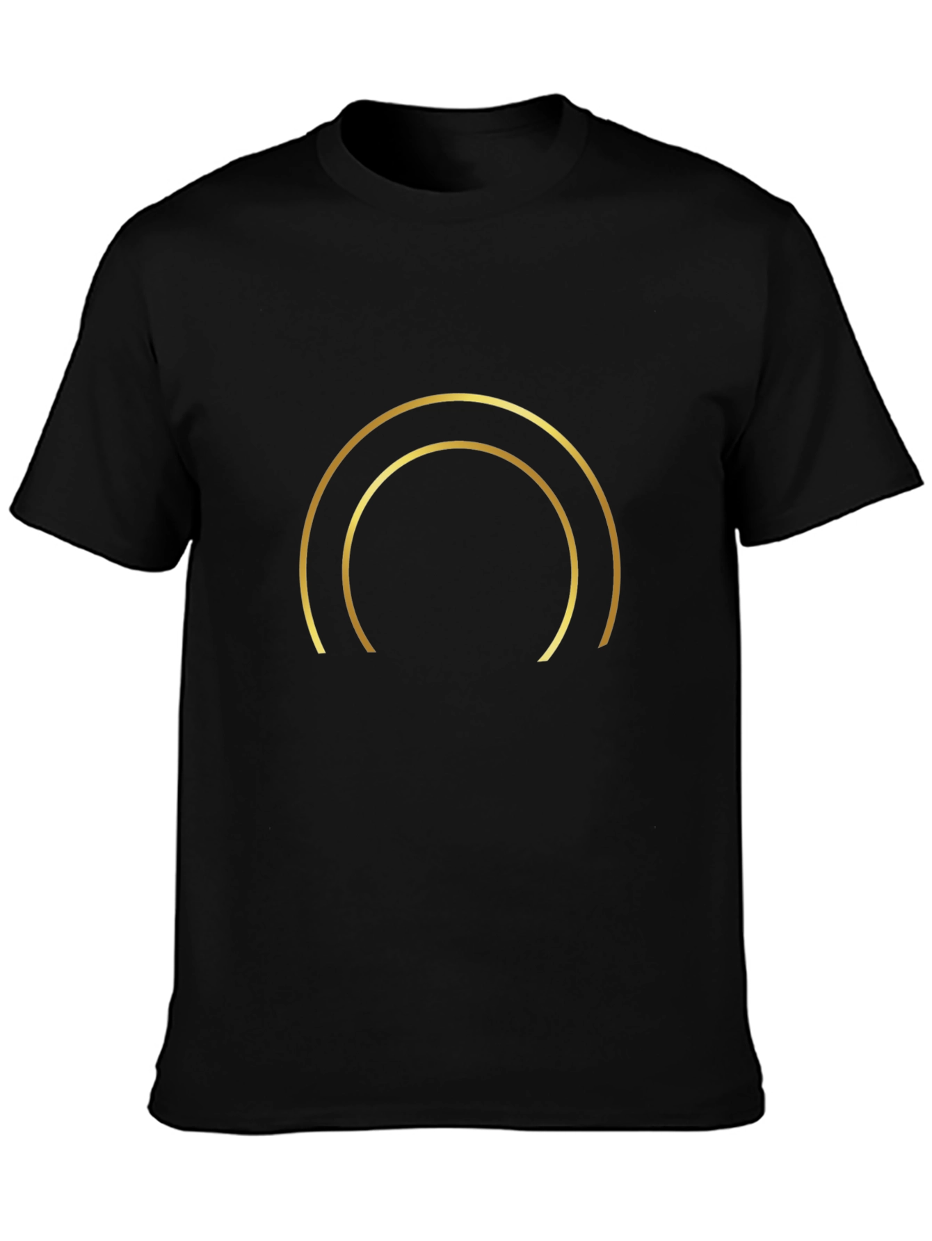 Minimalist Golden Arc Graphic Black T-Shirt