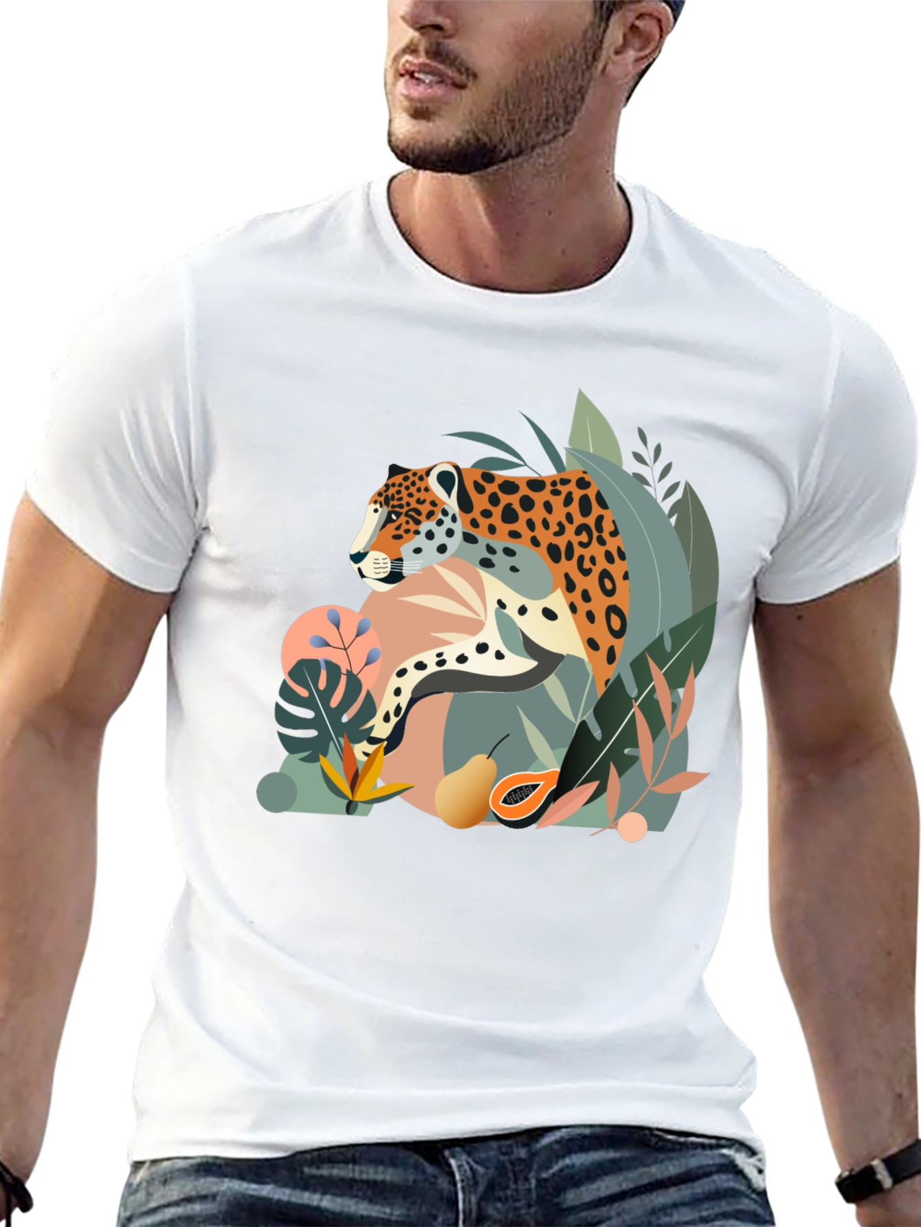 Jungle Cat Graphic Tee - Stylish Mens Black T-Shirt