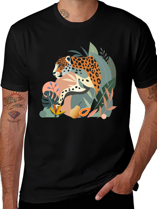 Jungle Cat Graphic Tee - Stylish Mens Black T-Shirt