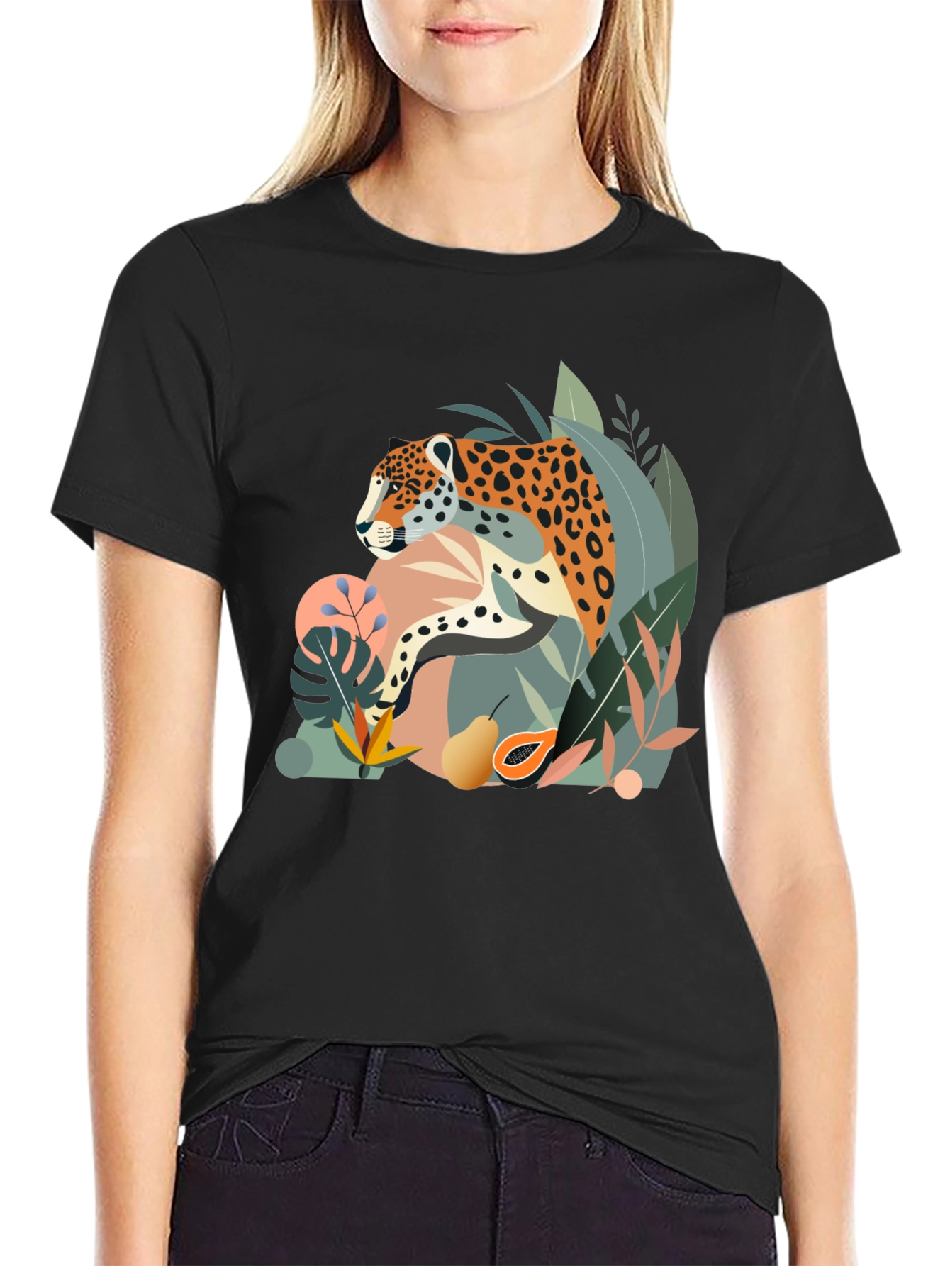 Jungle Cat Graphic Tee - Stylish Mens Black T-Shirt