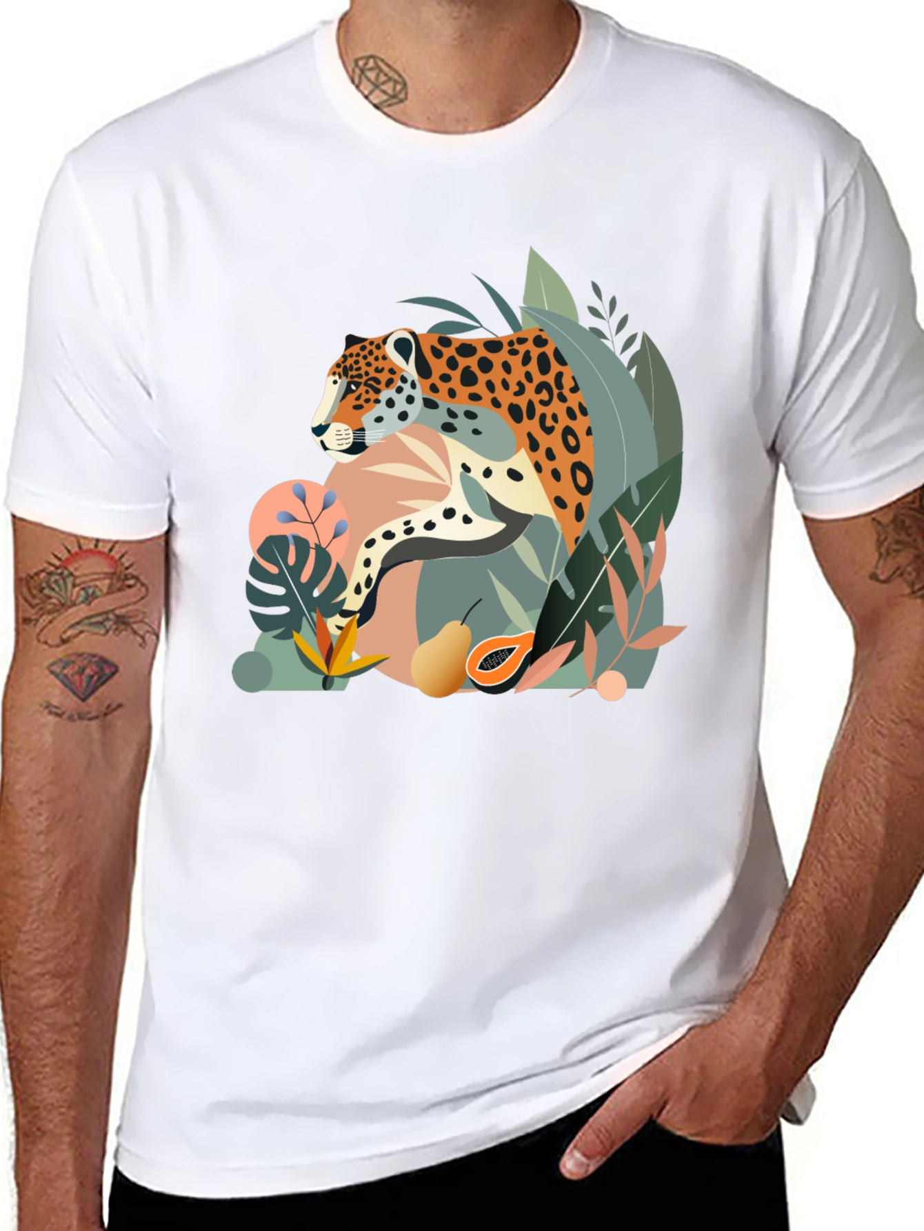 Jungle Cat Graphic Tee - Stylish Mens Black T-Shirt
