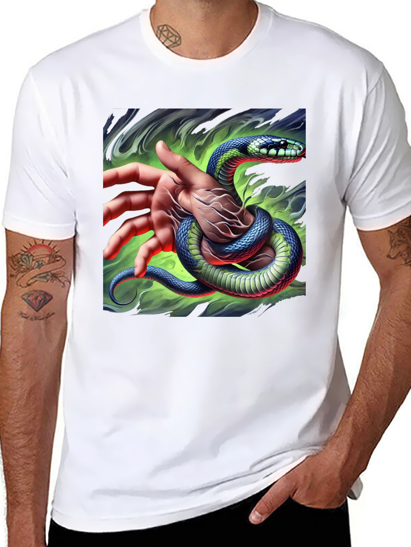 Mystic Snake Graphic Tee - Black Cotton T-Shirt
