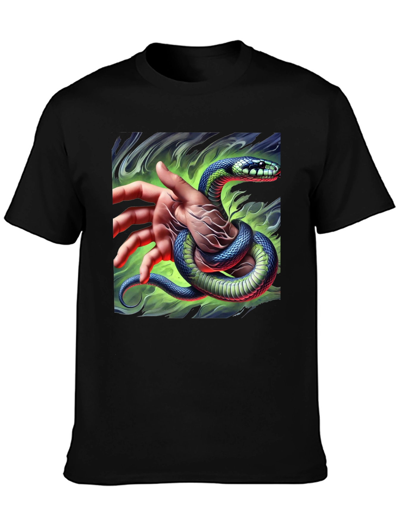 Mystic Snake Graphic Tee - Black Cotton T-Shirt