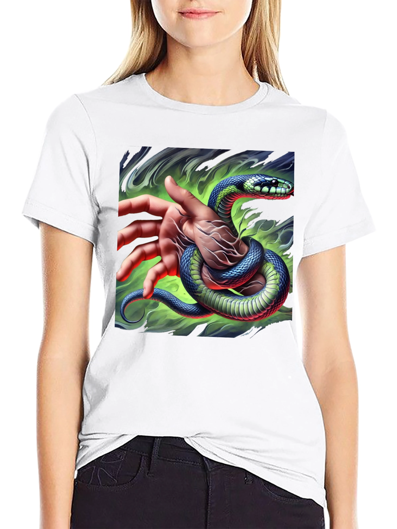 Mystic Snake Graphic Tee - Black Cotton T-Shirt