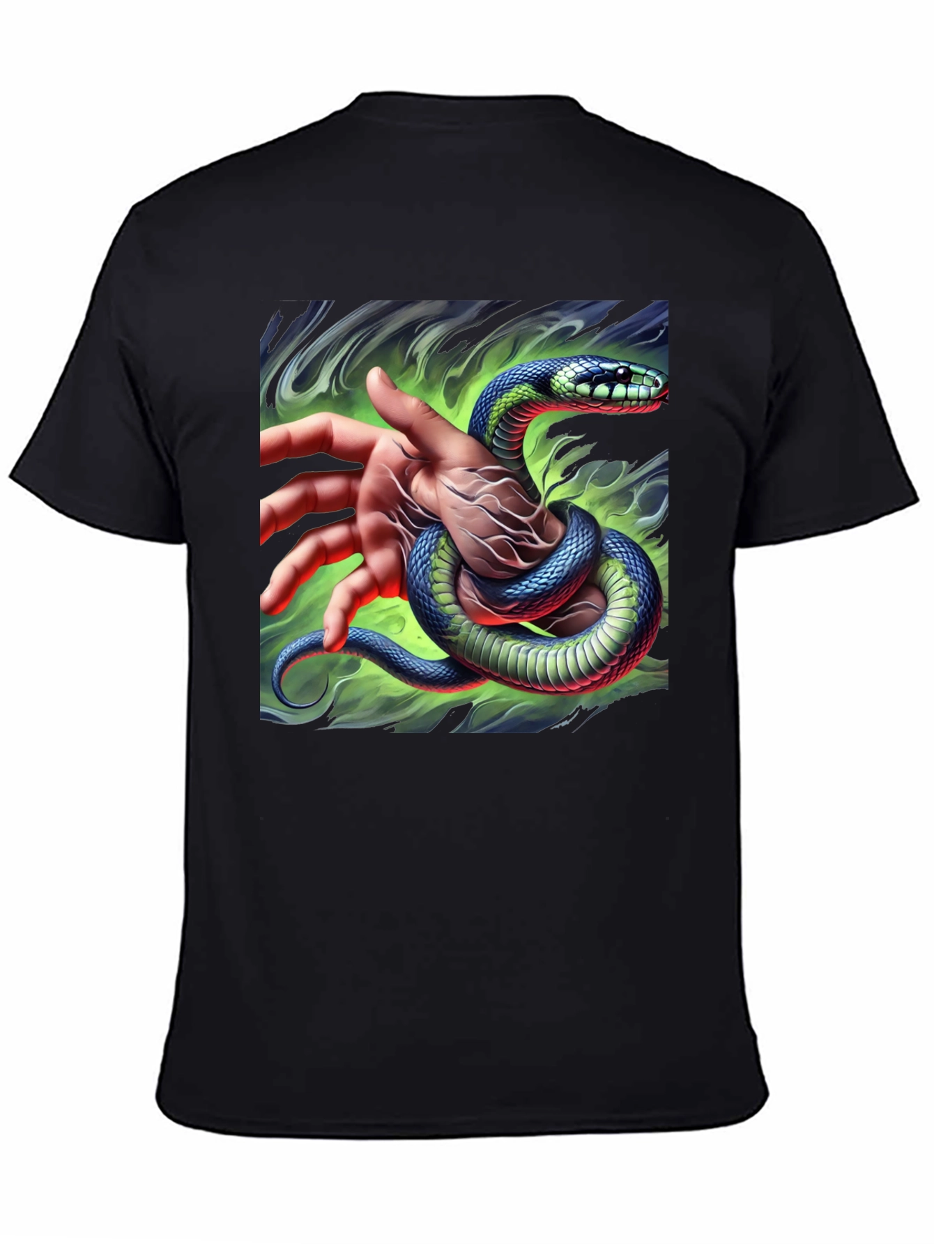 Mystic Snake Graphic Tee - Black Cotton T-Shirt