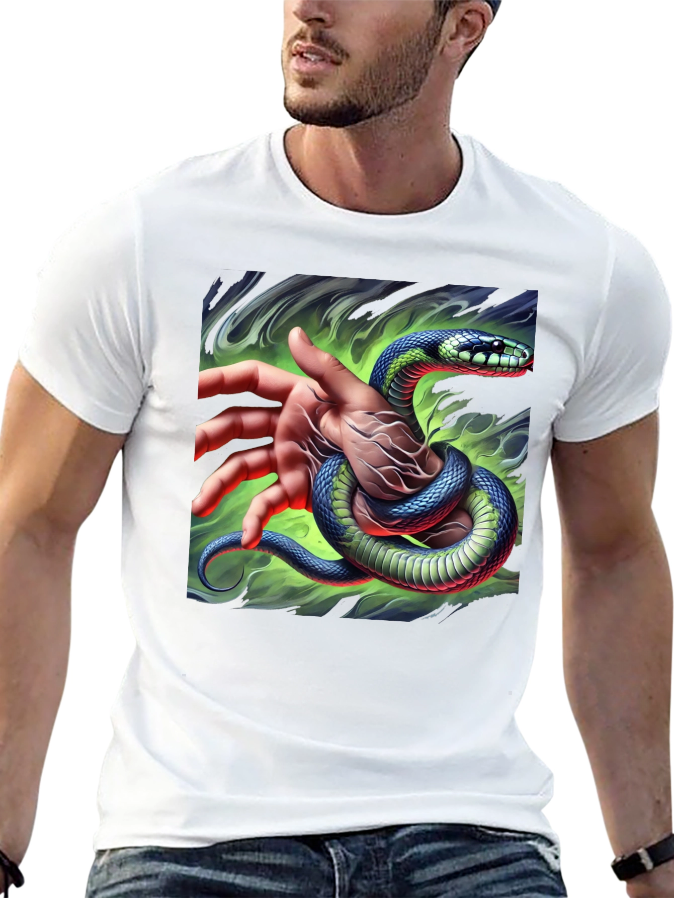 Mystic Snake Graphic Tee - Black Cotton T-Shirt