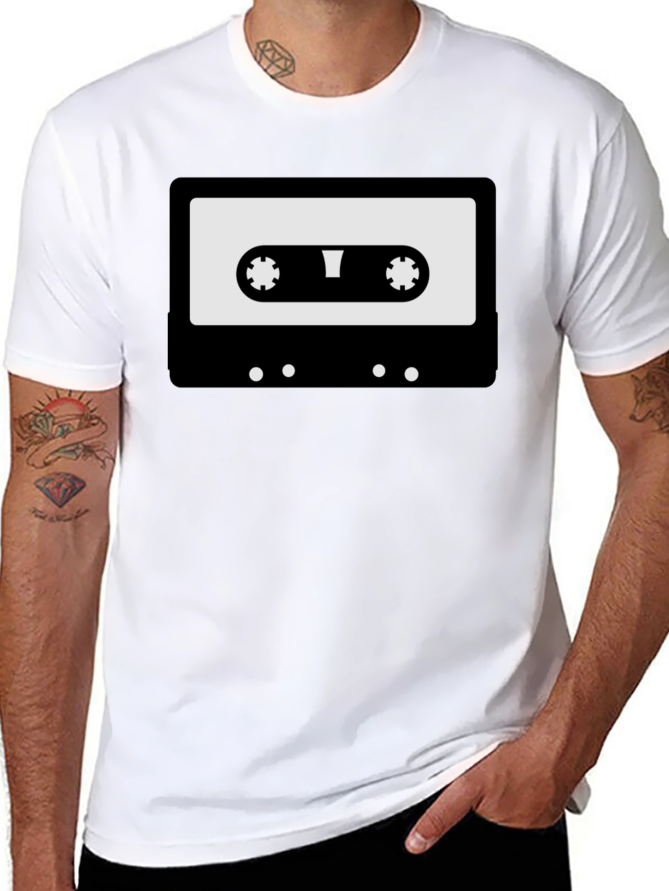 Retro Cassette Tape Graphic T-Shirt - Black