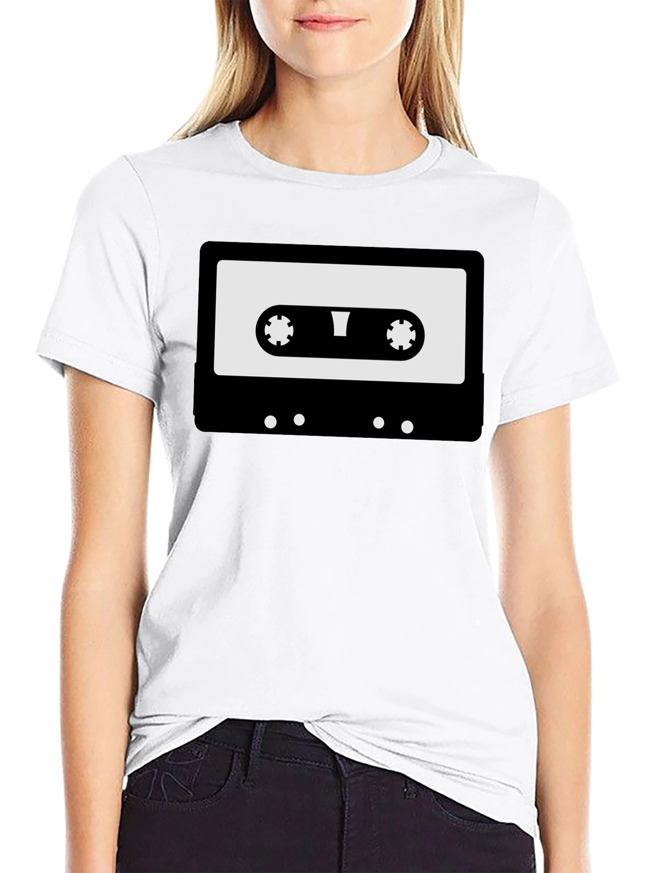 Retro Cassette Tape Graphic T-Shirt - Black