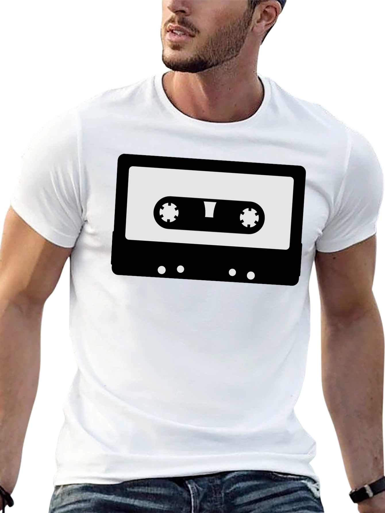 Retro Cassette Tape Graphic T-Shirt - Black