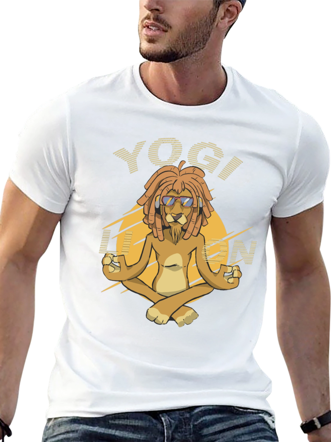 Yogi Lion Graphic T-Shirt - Meditating Lion Tee