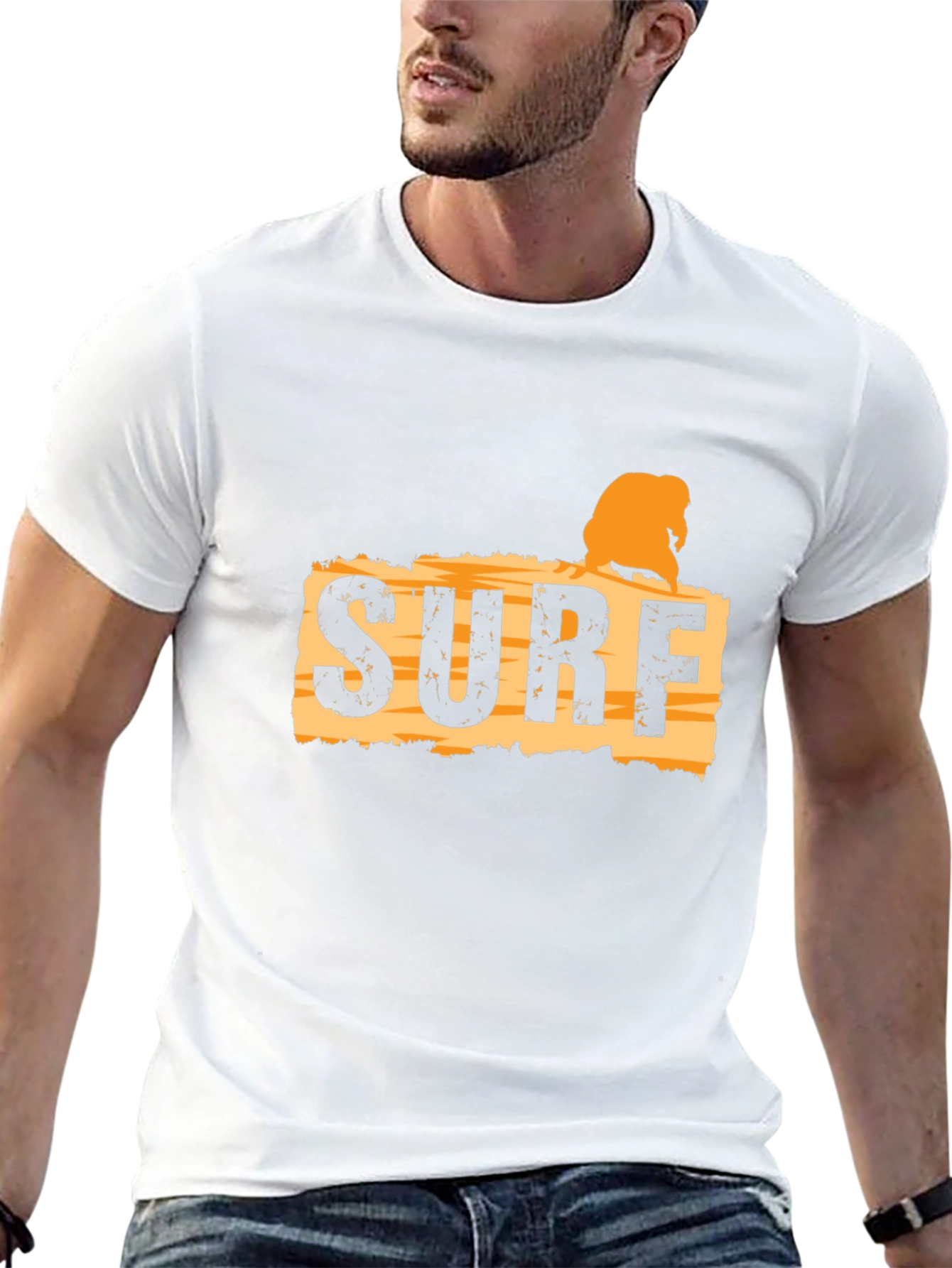 Surf Graphic Tee - Black Cotton T-Shirt