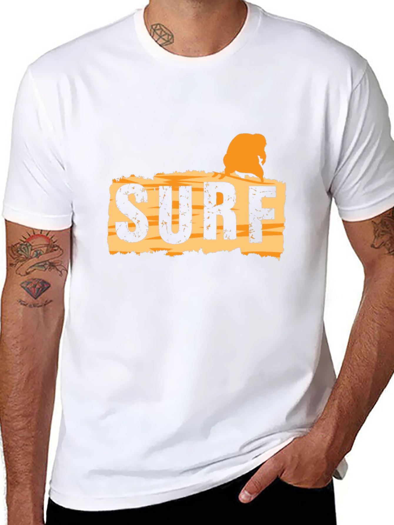 Surf Graphic Tee - Black Cotton T-Shirt