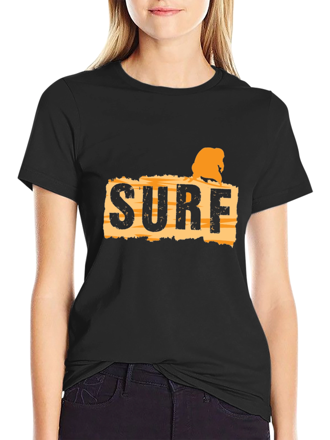 Surf Graphic Tee - Black Cotton T-Shirt