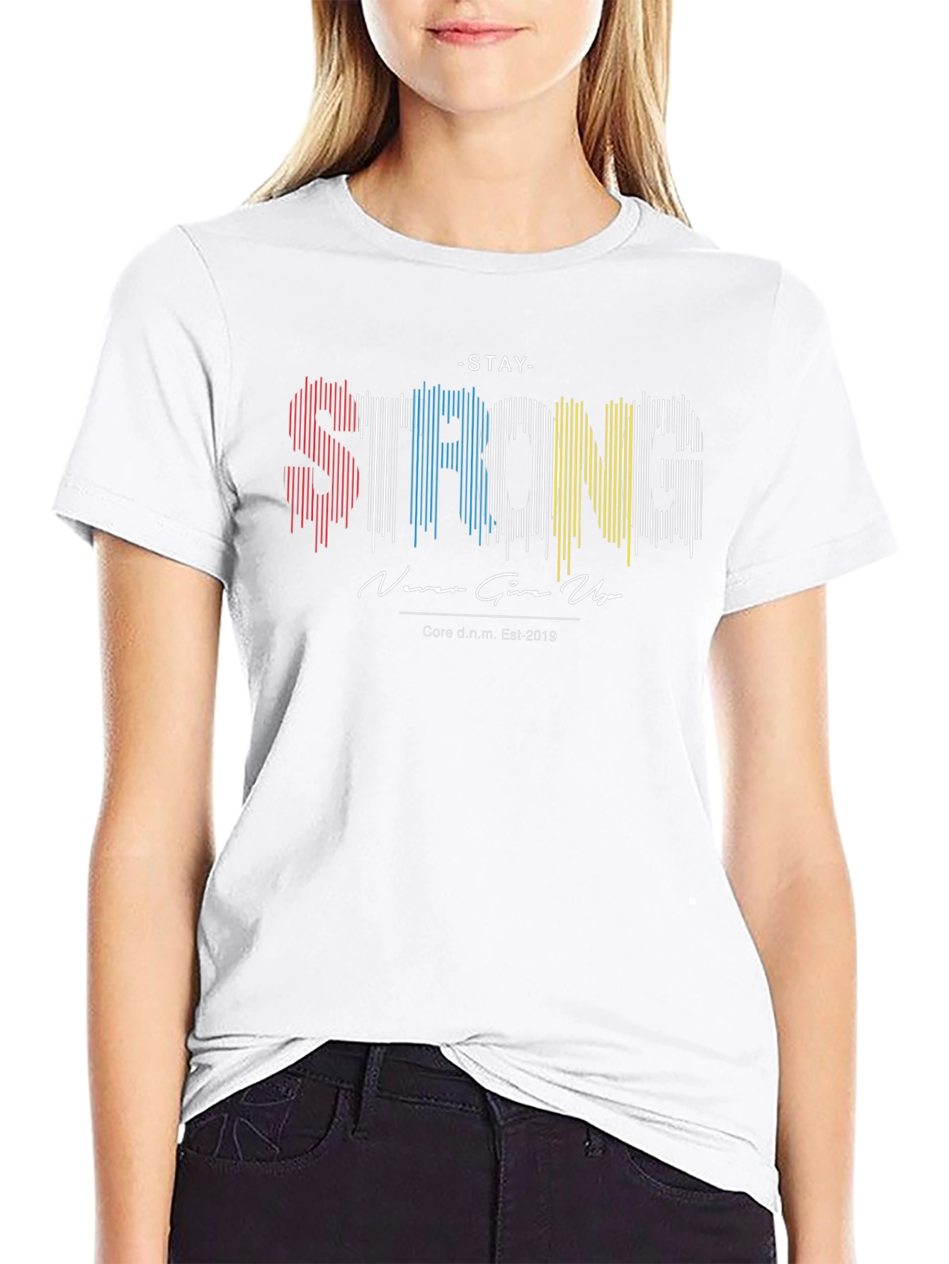 Stay Strong Graphic Print Black T-Shirt