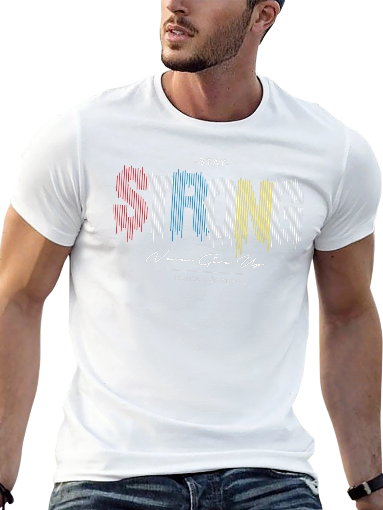 Stay Strong Graphic Print Black T-Shirt