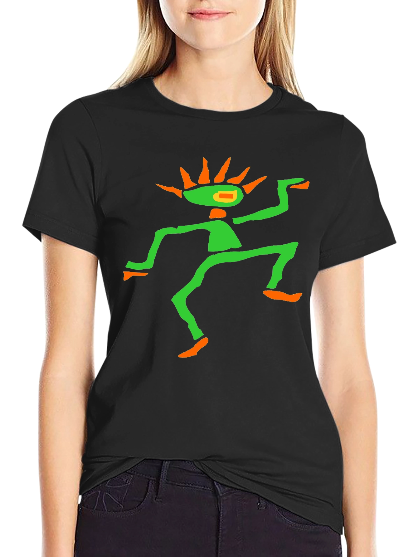 Psychedelic Graphic Tee - Black Cotton Blend