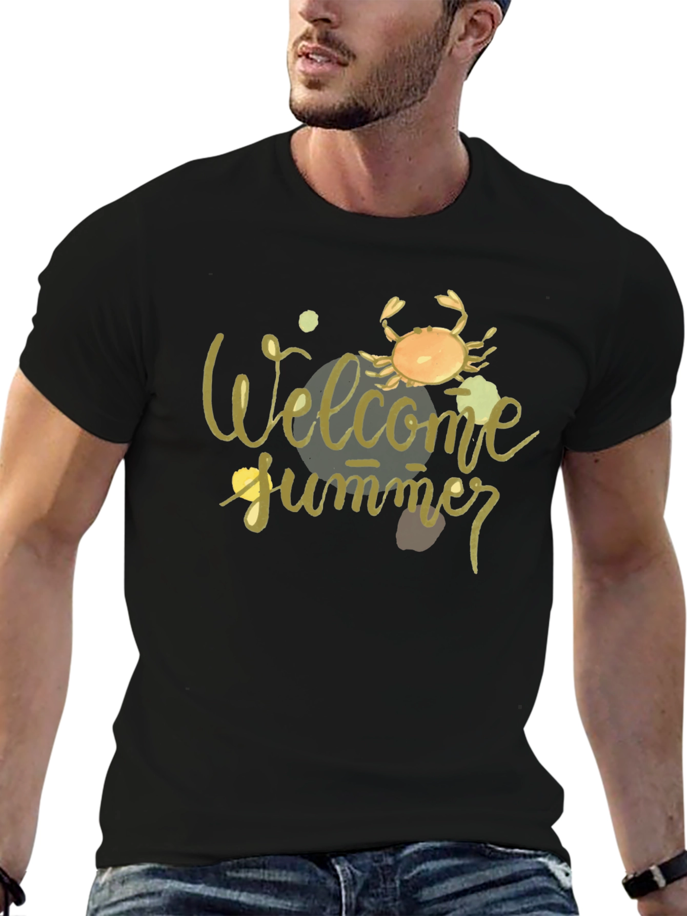 Welcome Summer Crab Graphic Tee - Black
