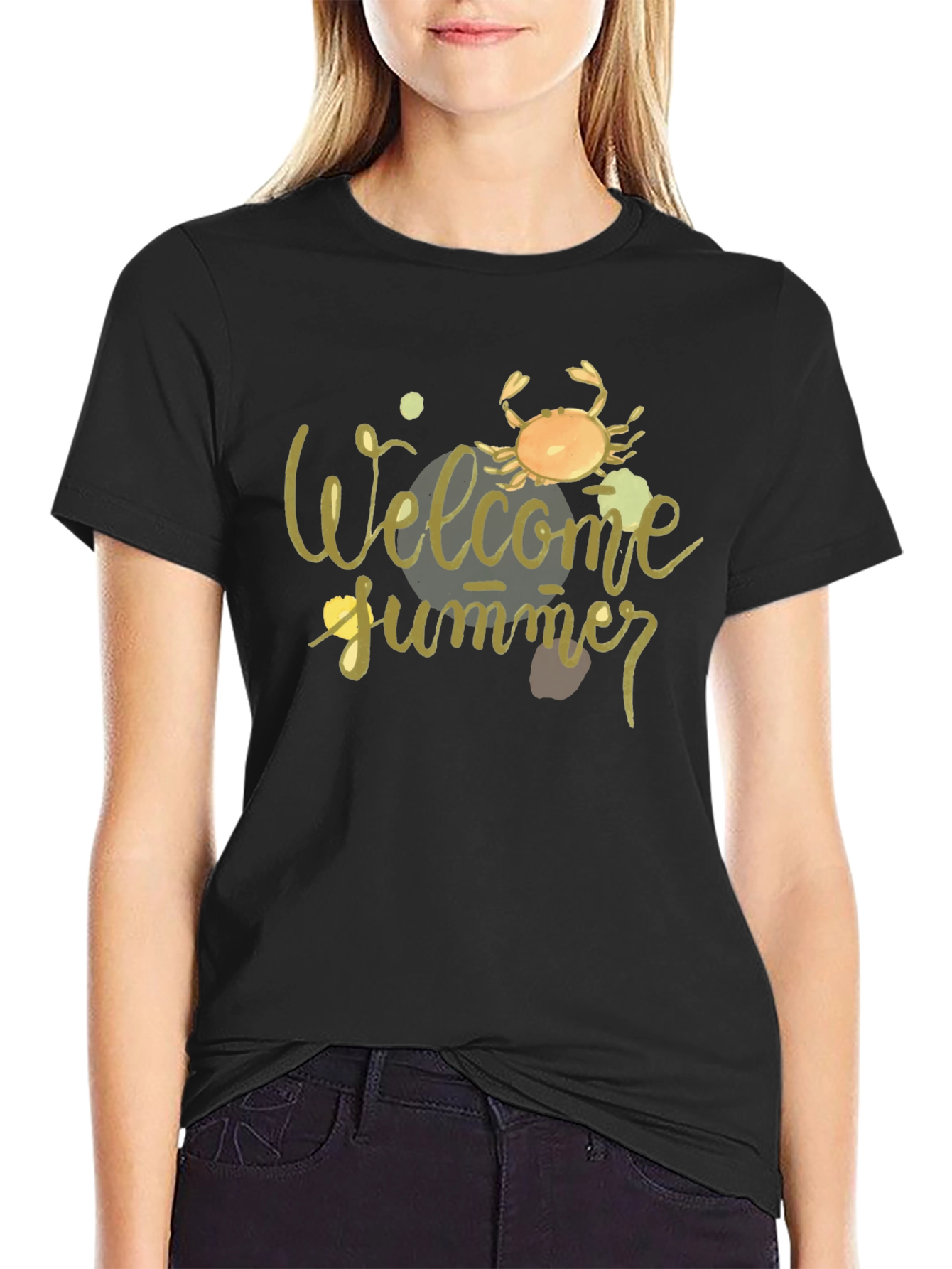 Welcome Summer Crab Graphic Tee - Black